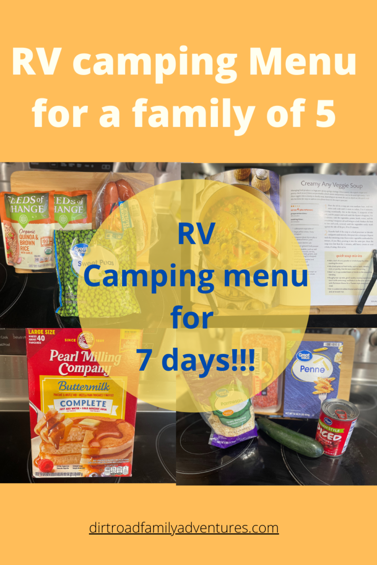 RV camping menu plan